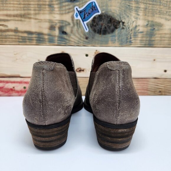 Born Shoes Suede Dallia Slip On Booties Women's Size 7.5 Western Stacked Heel - Picture 4 of 11